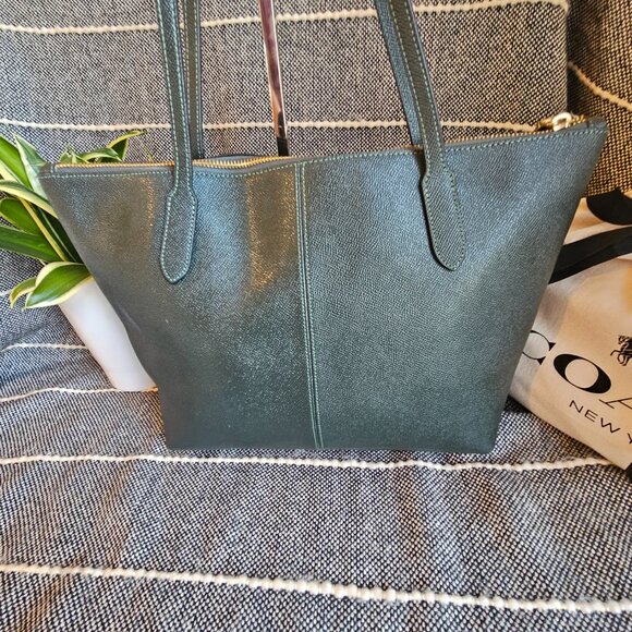 Coach Crossgrain Zip Tote, 4454, Amazon Green - Picture 3 of 16